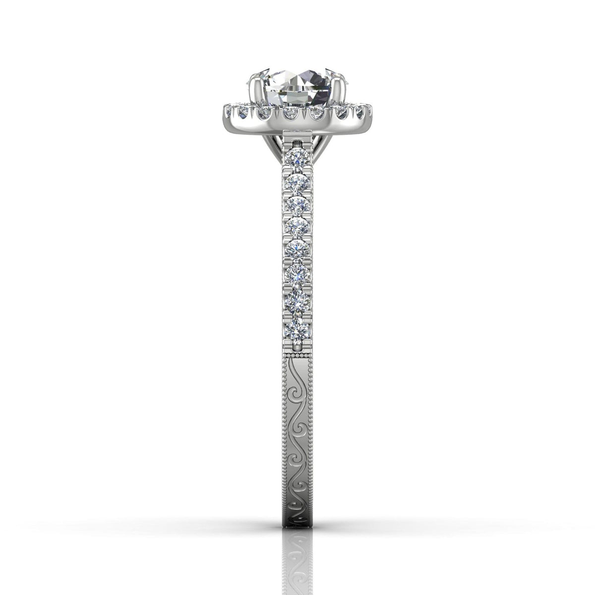 Vincents Fine Jewelry | Martin Flyer | Cutdown Micropave Hand Engraved Engagement Ring