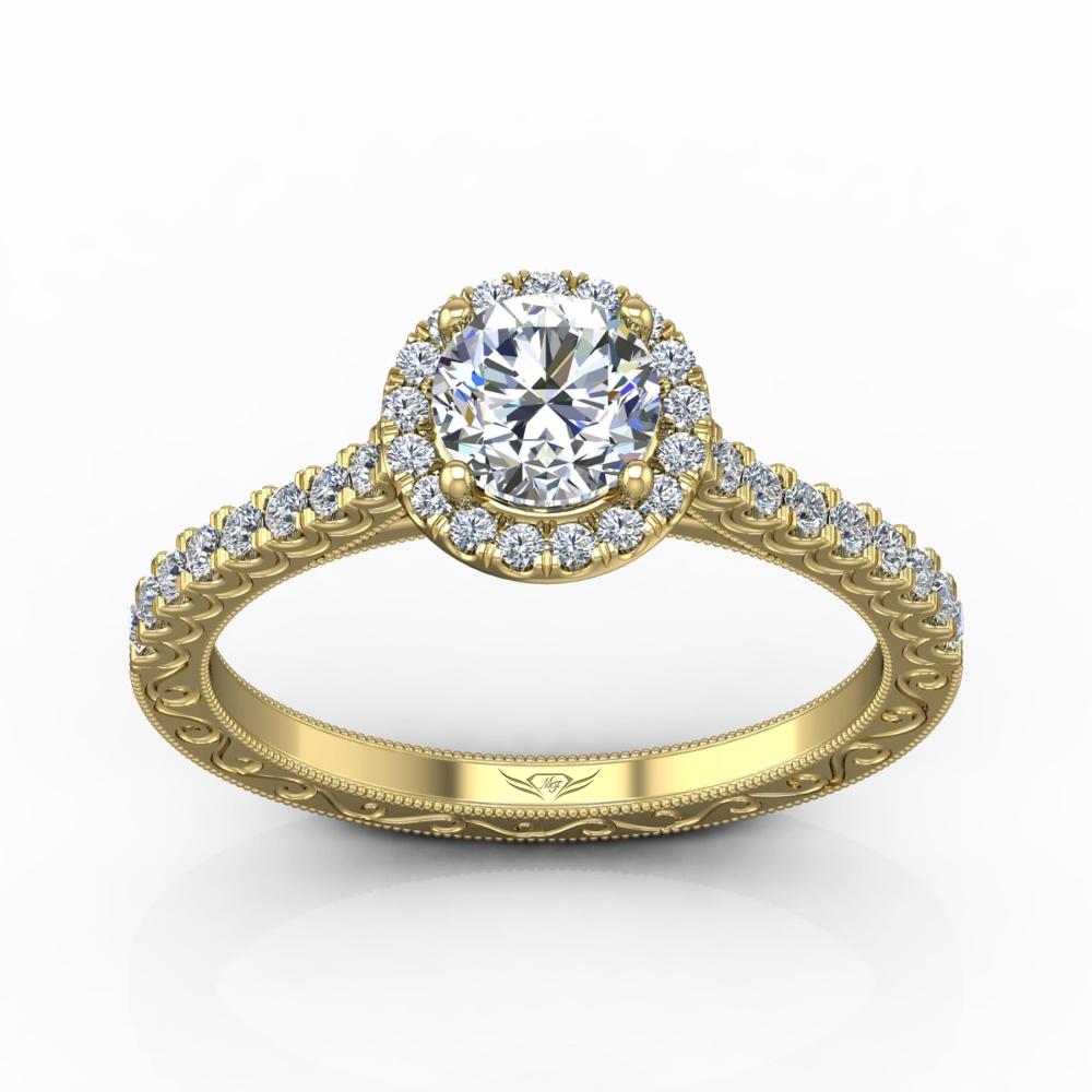 Vincents Fine Jewelry | Martin Flyer | Cutdown Micropave Hand Engraved Engagement Ring