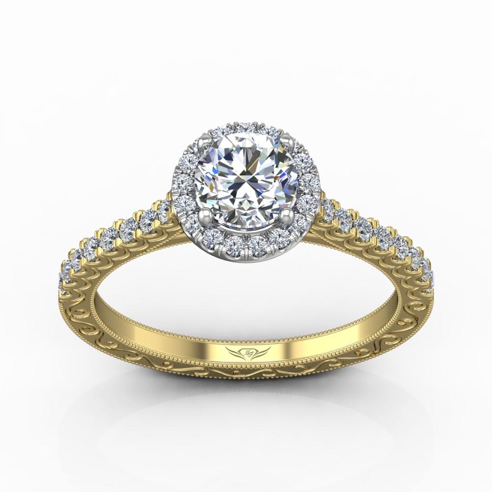 Vincents Fine Jewelry | Martin Flyer | Cutdown Micropave Hand Engraved Engagement Ring