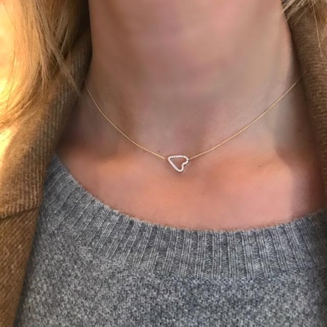 Tiny Sideways Heart Necklace in 14K Gold with Silver or Gold Chain -  Michelle Chang