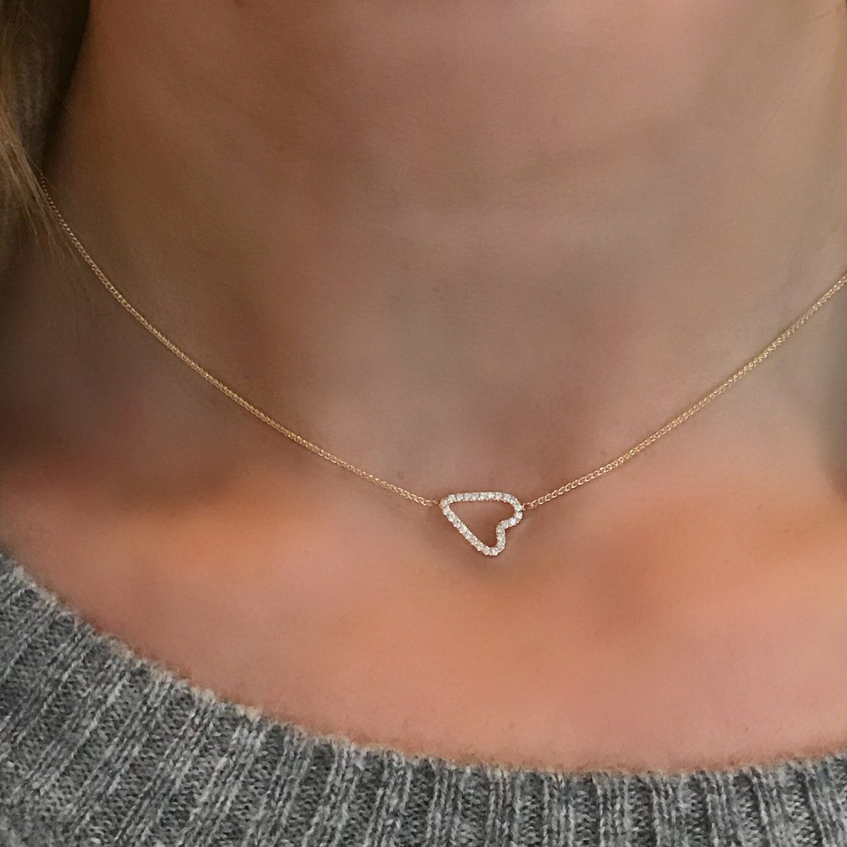 Vincents Fine Jewelry | Jane Kaye | Sideways Pave Heart Necklace