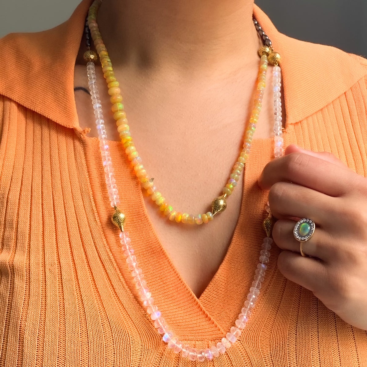 Crownwork ring with Black Opal