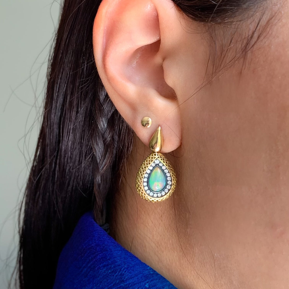 Crownwork Opal Earrings