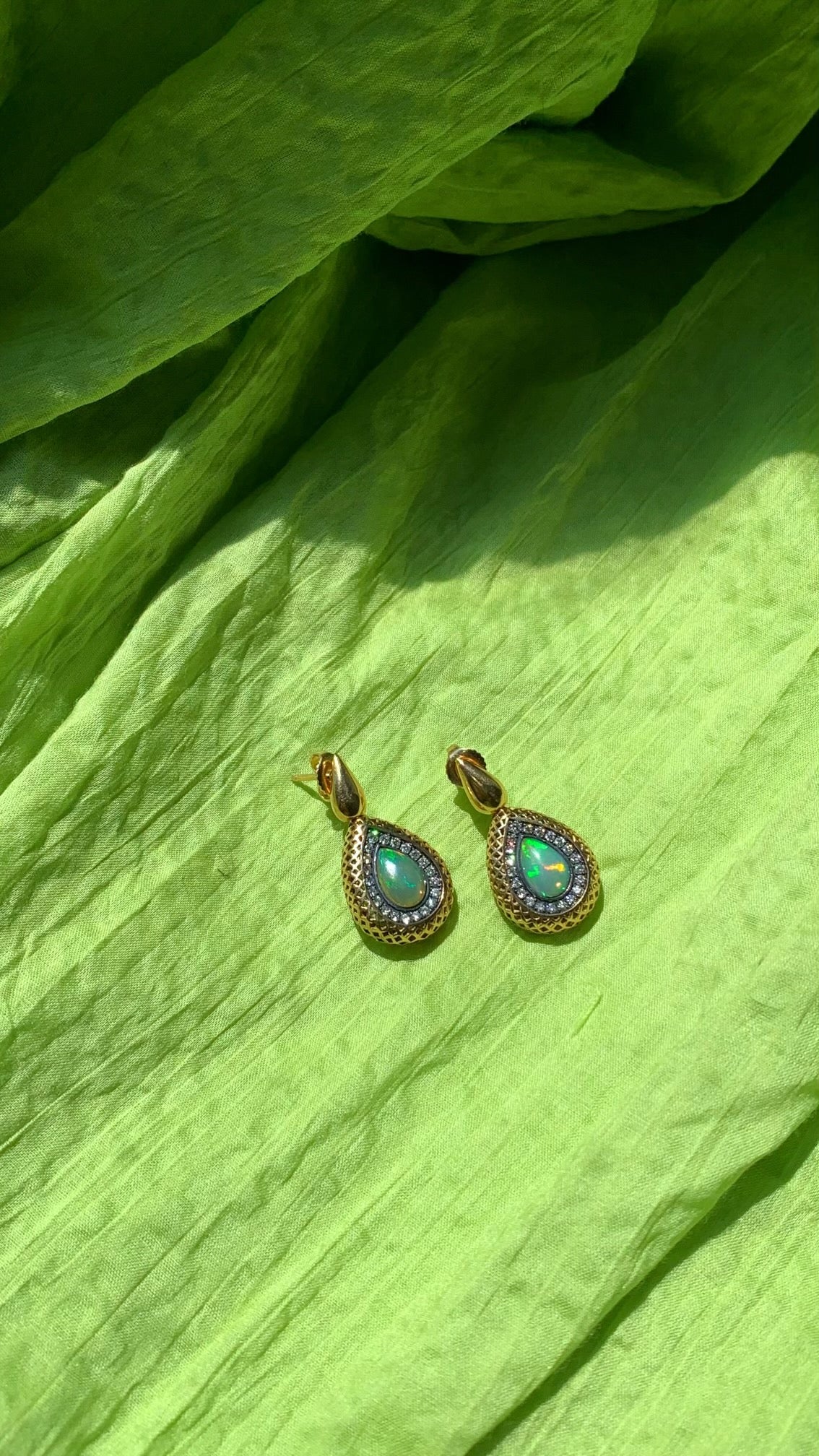 Crownwork Opal Earrings