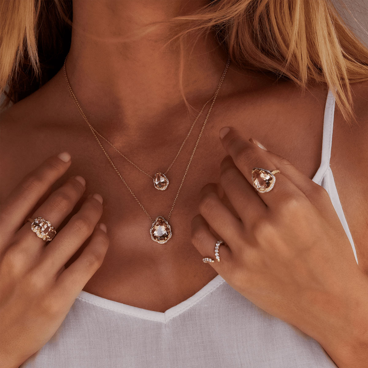 V Shape Diamond Necklace Rose Gold Layering Curved Cluster Pendant | La  More Design