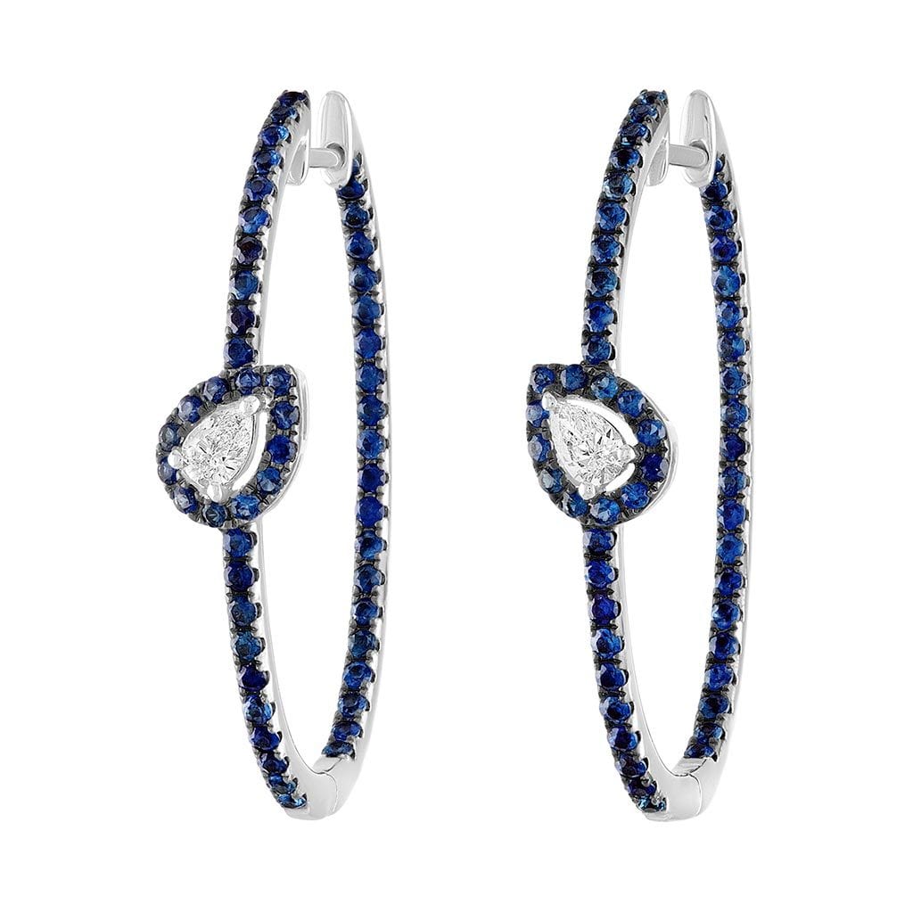 Vincents Fine Jewelry | Jane Kaye | Blue Sapphire & Diamond Oval Hoops
