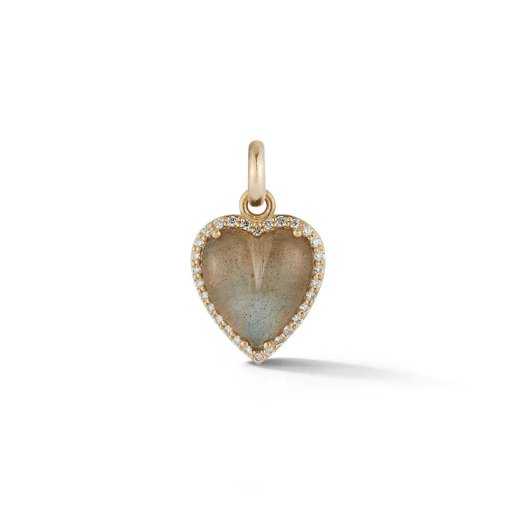 14K Gold Diamond &amp; Labradorite Alana Heart Charm