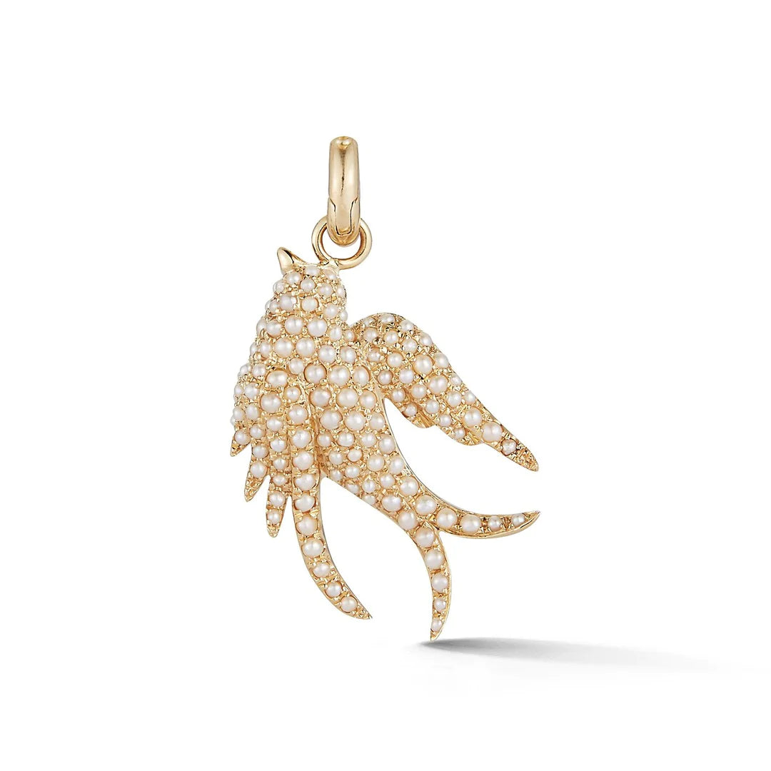 14K Gold &amp; Pearl Birdie Charm