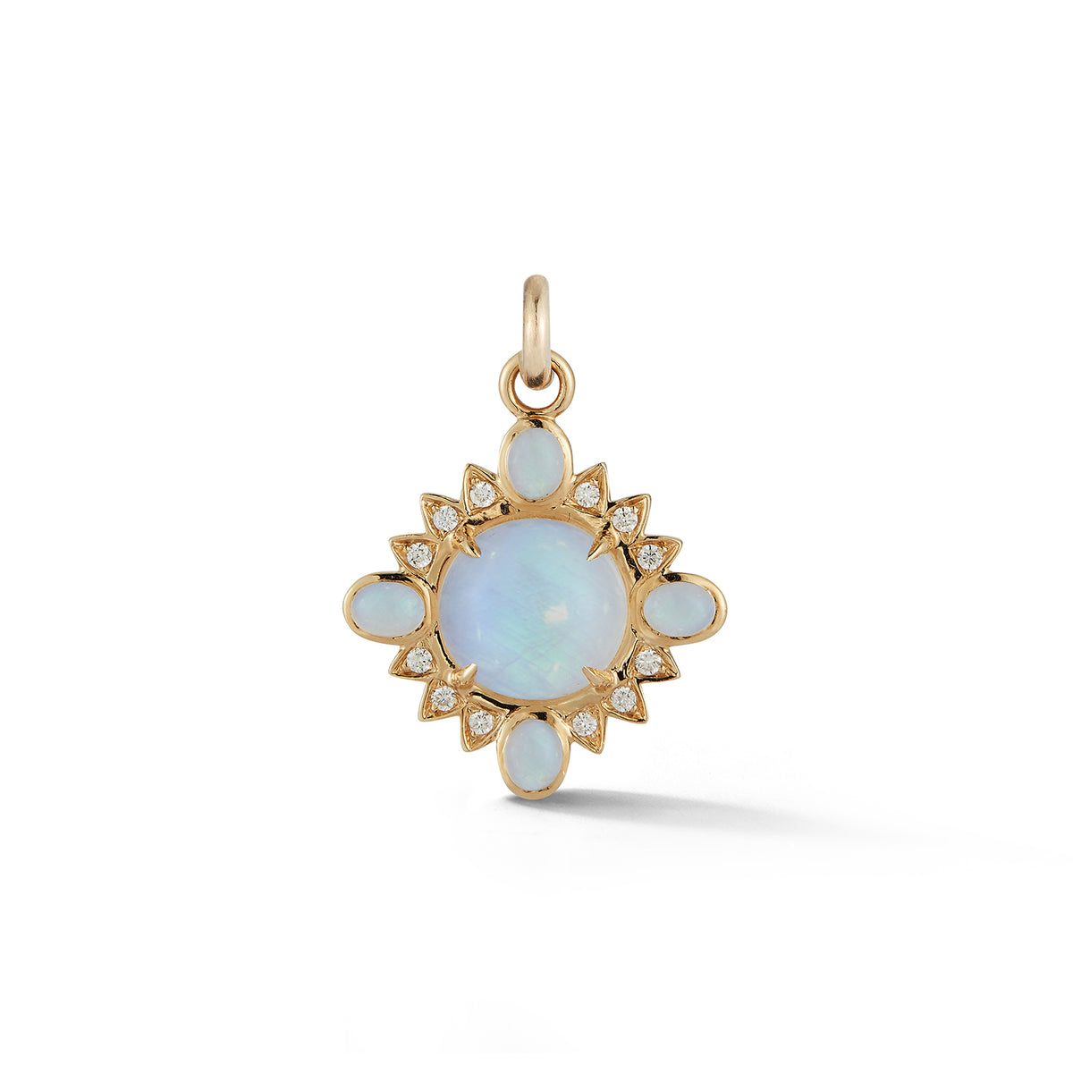 Rainbow Moonstone &amp; Diamond Mini Nora Charm