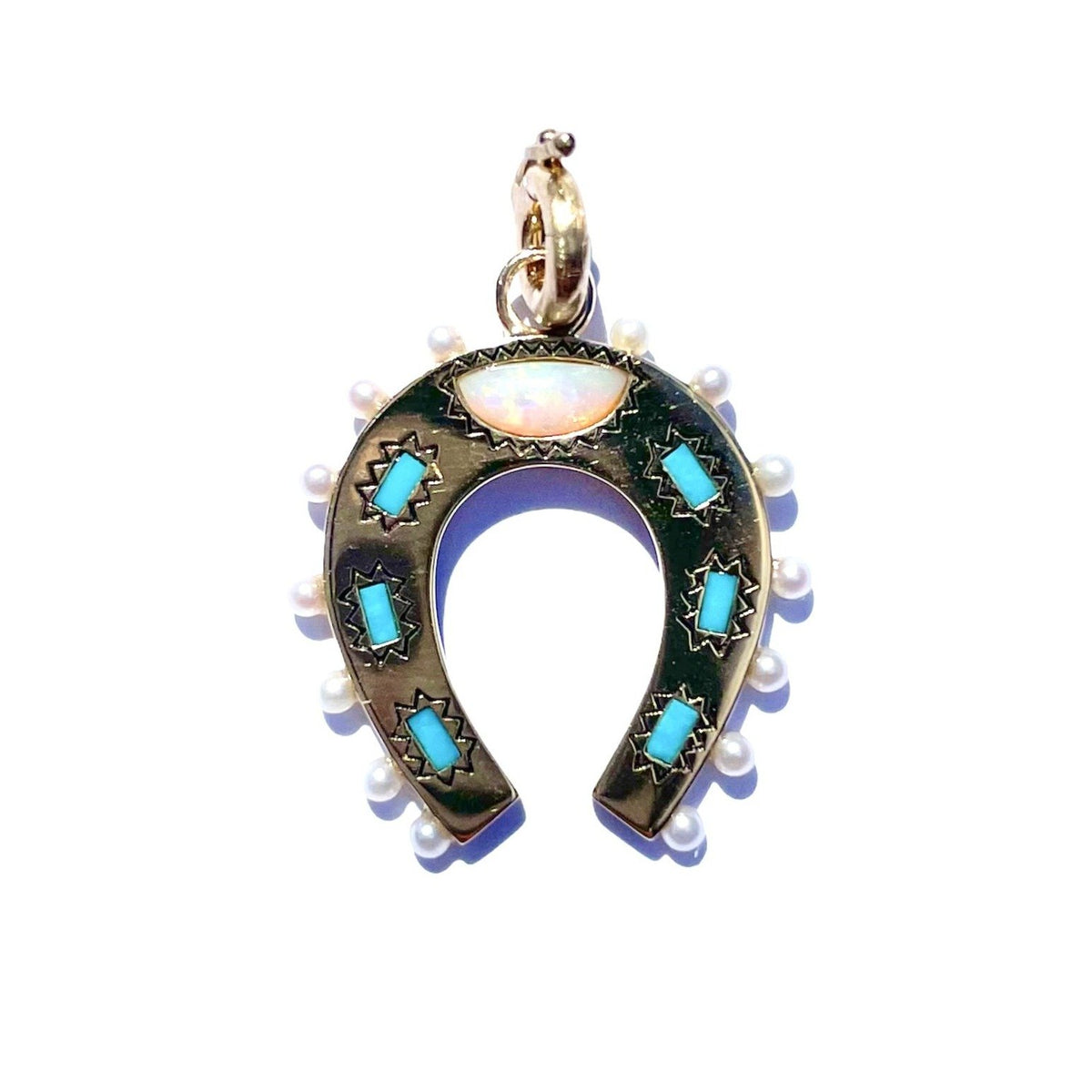 Turquoise Opal &amp; Pearl Holly Charm