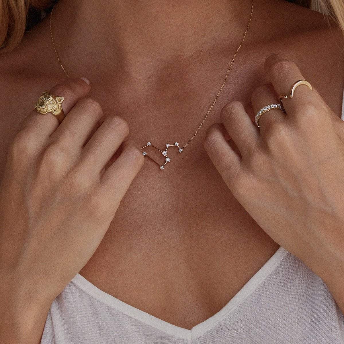 Leo Journey Diamond Necklace Pendant 0.61 tcw set in 14k White Gold | QD  Jewelry