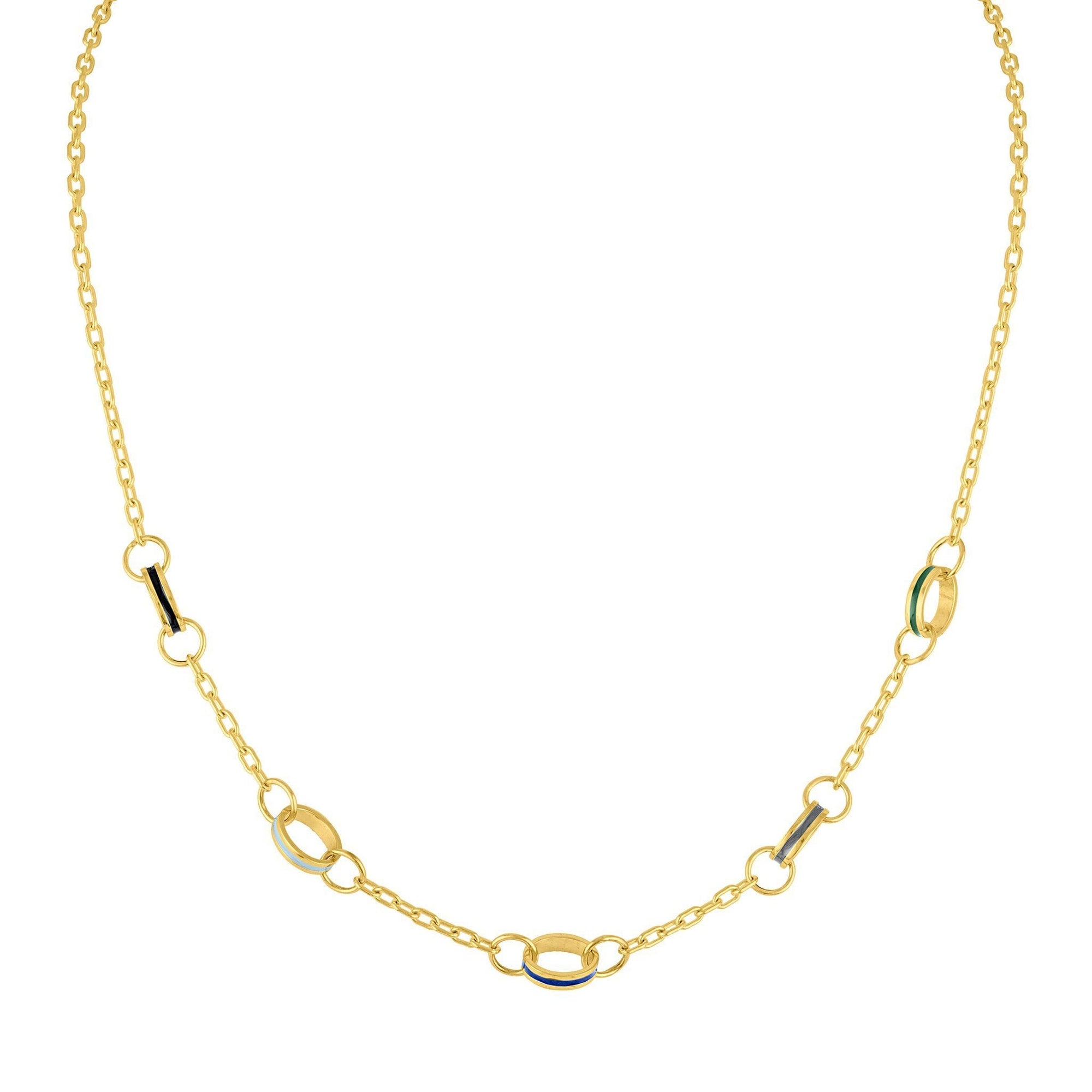 Loops Link Necklace: 14k Gold, Enamel