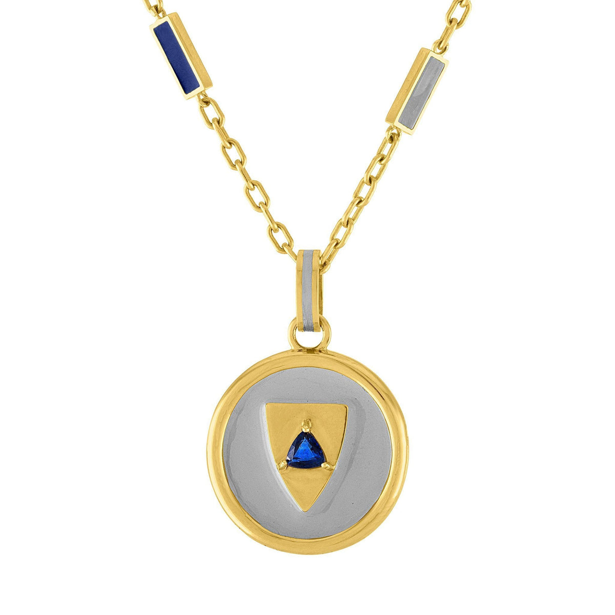 Double Enamel Baquette Necklace: 14k Gold, Enamel