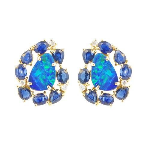 Vincents Fine Jewelry | Jane Kaye | Mixed Media Opal & Sapphire Studs