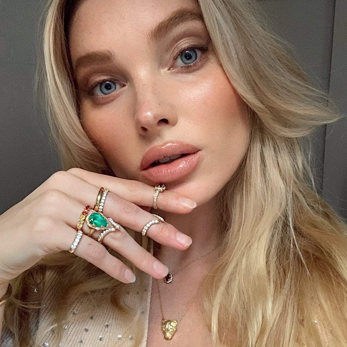 French Pavé Diamond Tusk Ring - White Gold