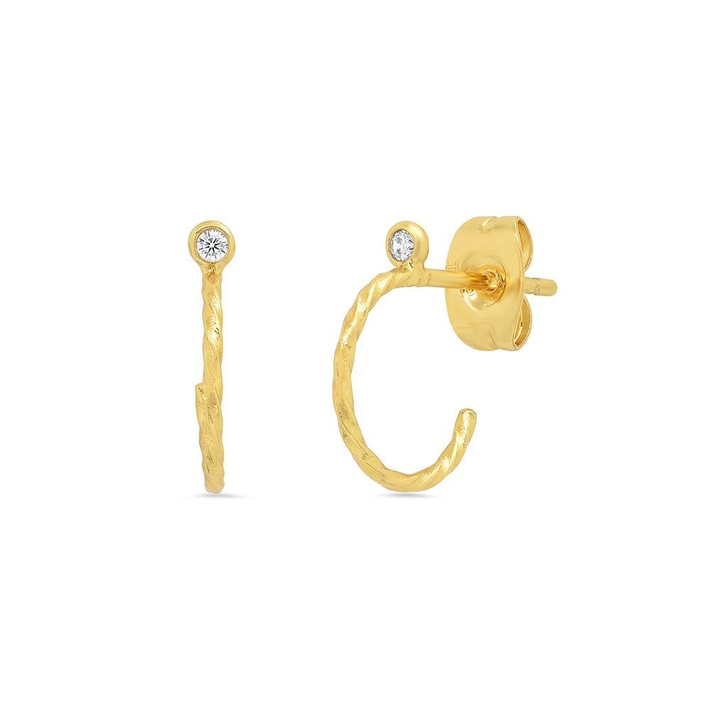 Vincents Fine Jewelry | TAI Jewelry | Hammered CZ hoop studs