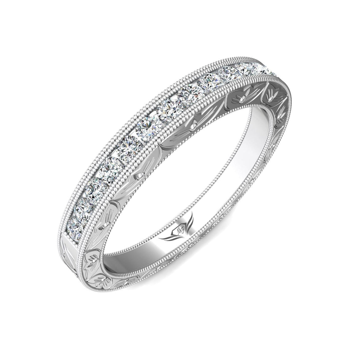 Vincents Fine Jewelry | Martin Flyer | Channel Hand Engraved Matching Wedding Band