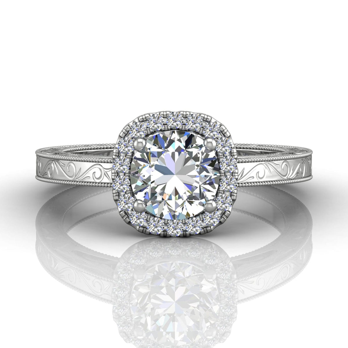 Vincents Fine Jewelry | Martin Flyer | Solitaire Hand Engraved Engagement Ring