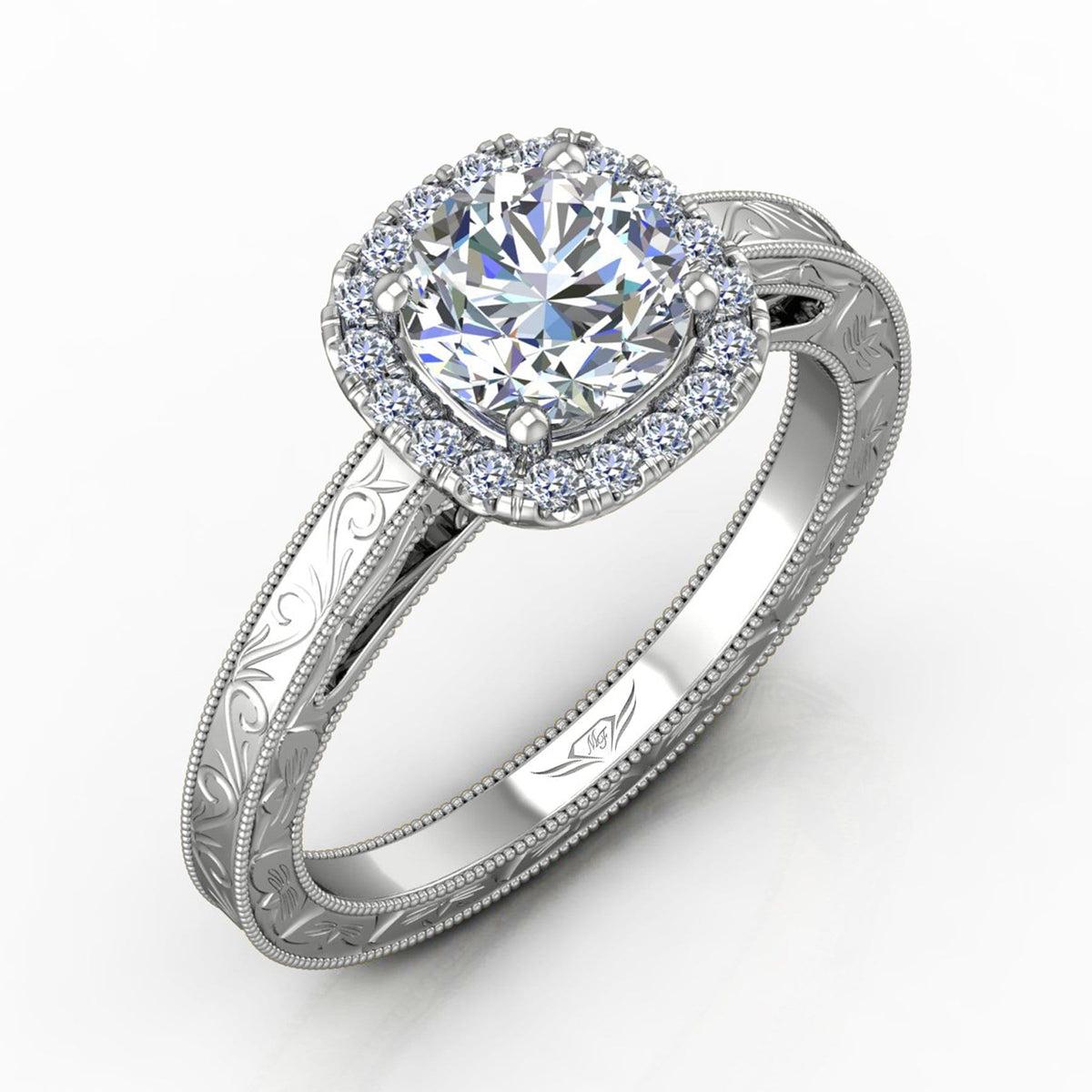 Vincents Fine Jewelry | Martin Flyer | Solitaire Hand Engraved Engagement Ring