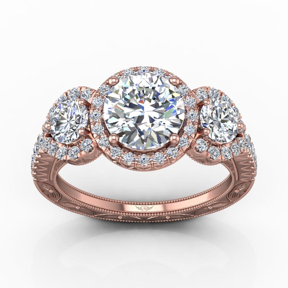 Vincents Fine Jewelry | Martin Flyer | Three Stone Hand Engraved Remount