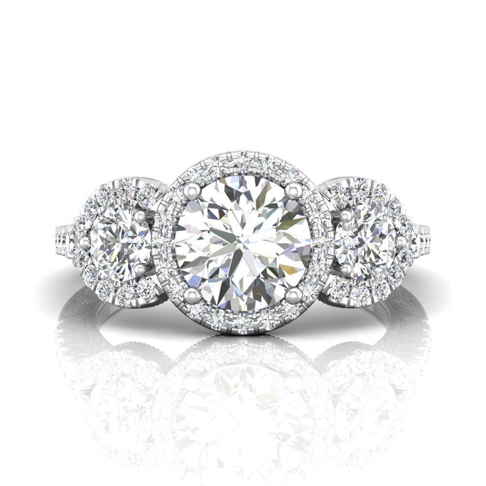 Vincents Fine Jewelry | Martin Flyer | Three Stone Hand Engraved Remount