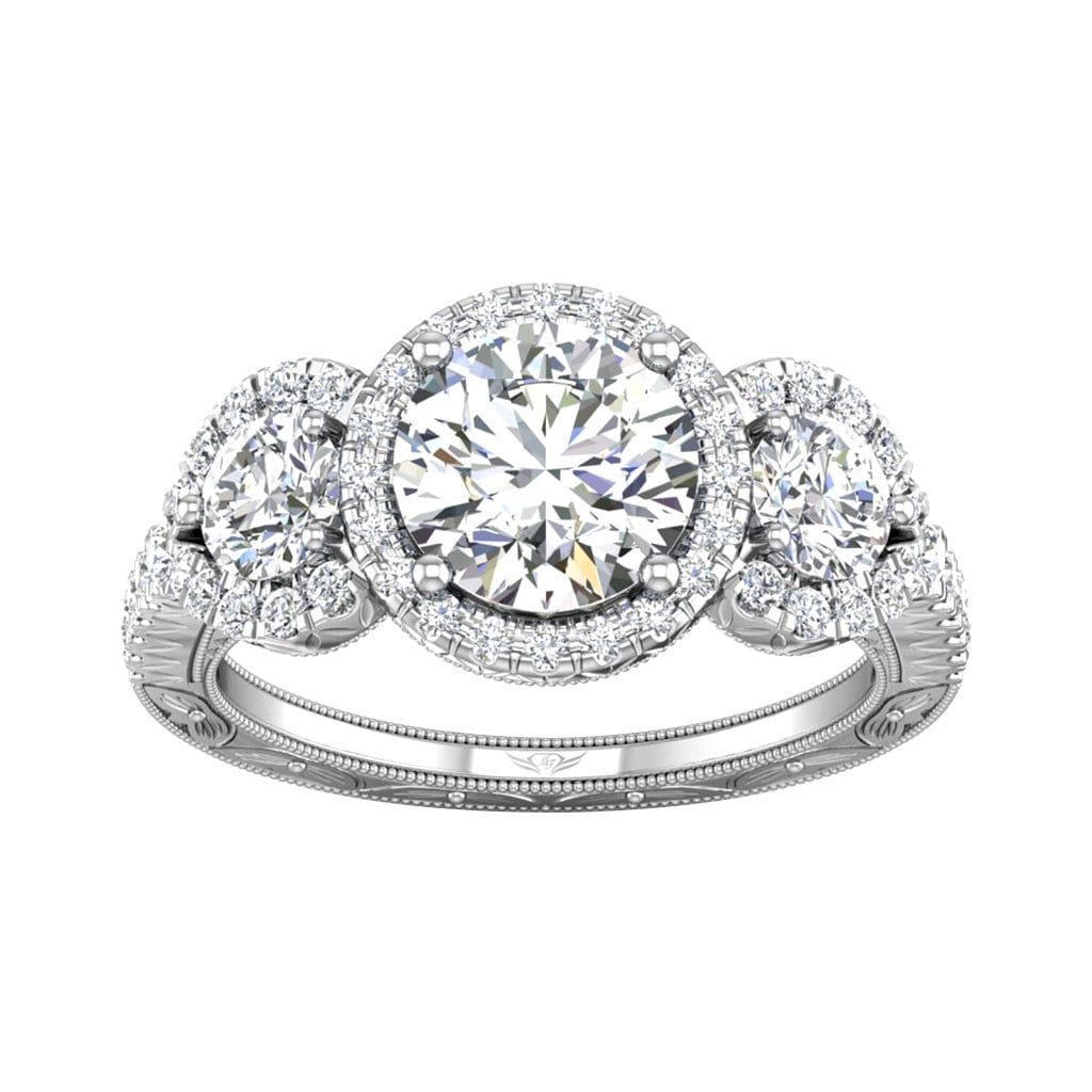 Vincents Fine Jewelry | Martin Flyer | Three Stone Hand Engraved Remount