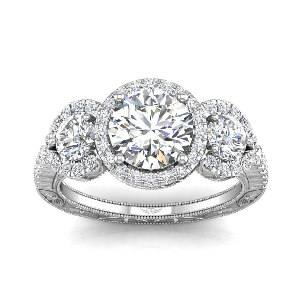 Vincents Fine Jewelry | Martin Flyer | Three Stone Hand Engraved Remount