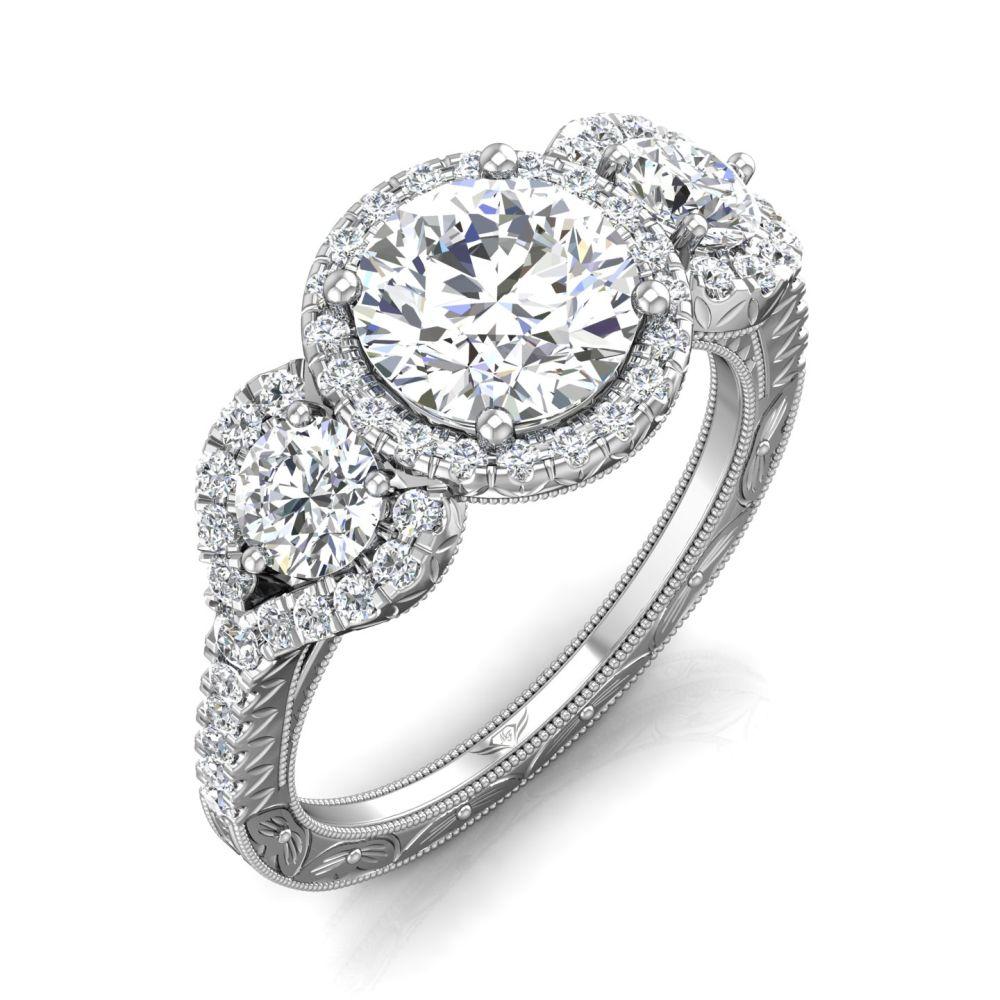 Vincents Fine Jewelry | Martin Flyer | Three Stone Hand Engraved Remount