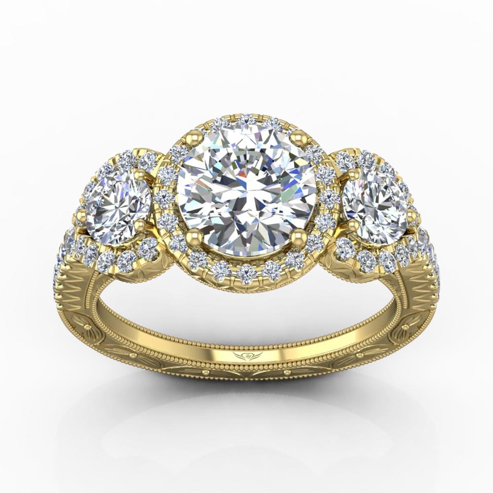 Vincents Fine Jewelry | Martin Flyer | Three Stone Hand Engraved Remount