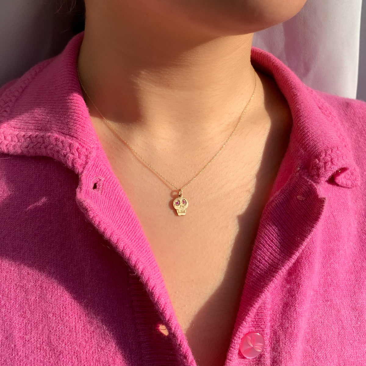 Sugar Skull Necklace White Diamonds