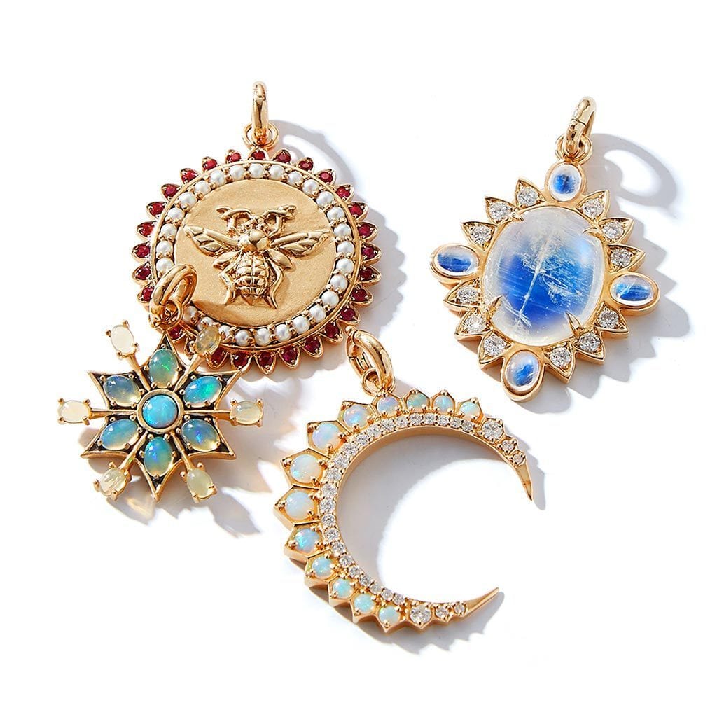 Vincents Fine Jewelry | Storrow Jewelry | Crescent Opal &amp; Diamond Charm