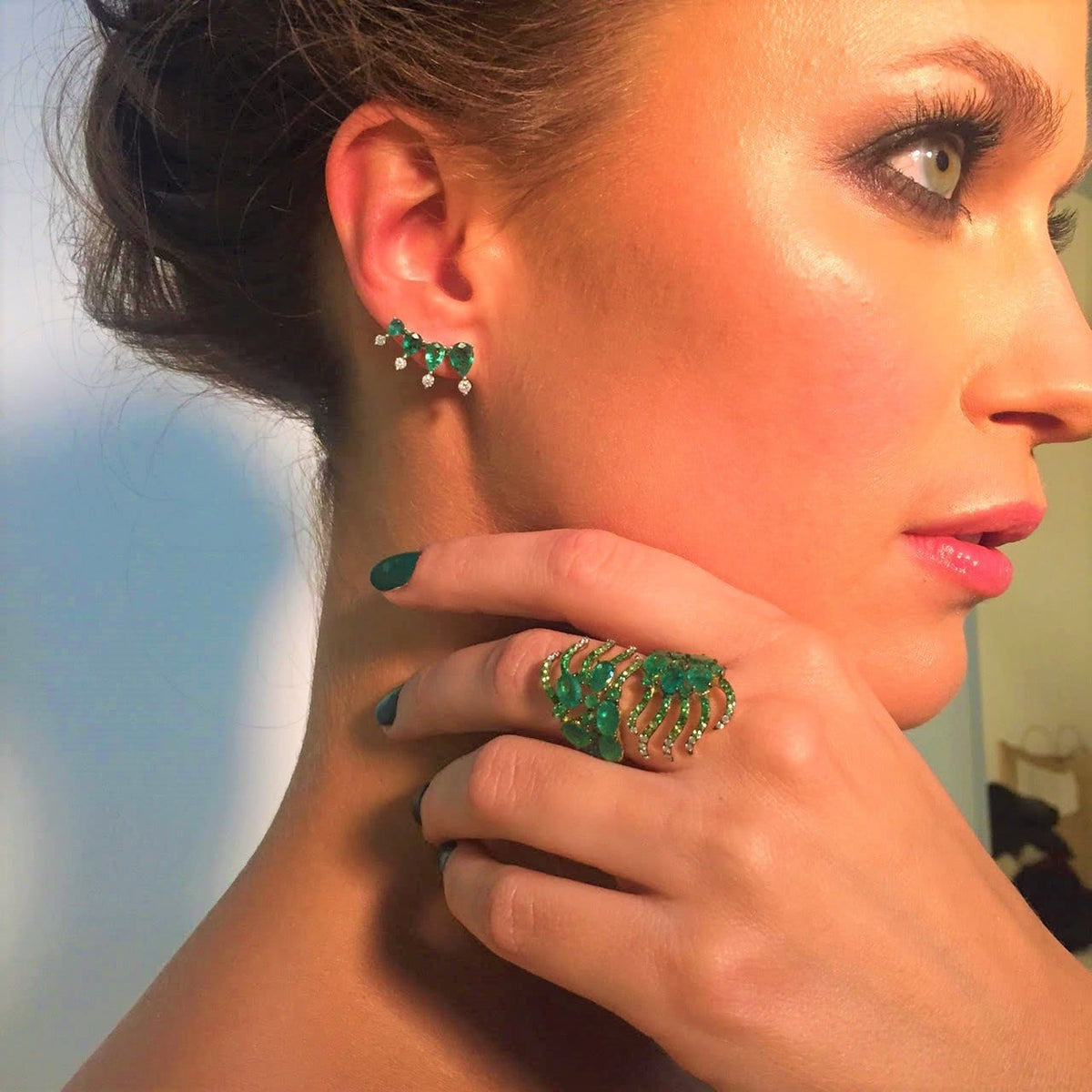 Vincents Fine Jewelry | Jane Kaye | Emerald Teardrop Ear Climbers